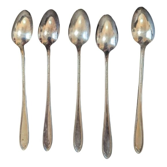 National Silver Co Princess Royal Iced tea spoons silver-plate 1930  7 inch  set - Picture 3 of 10